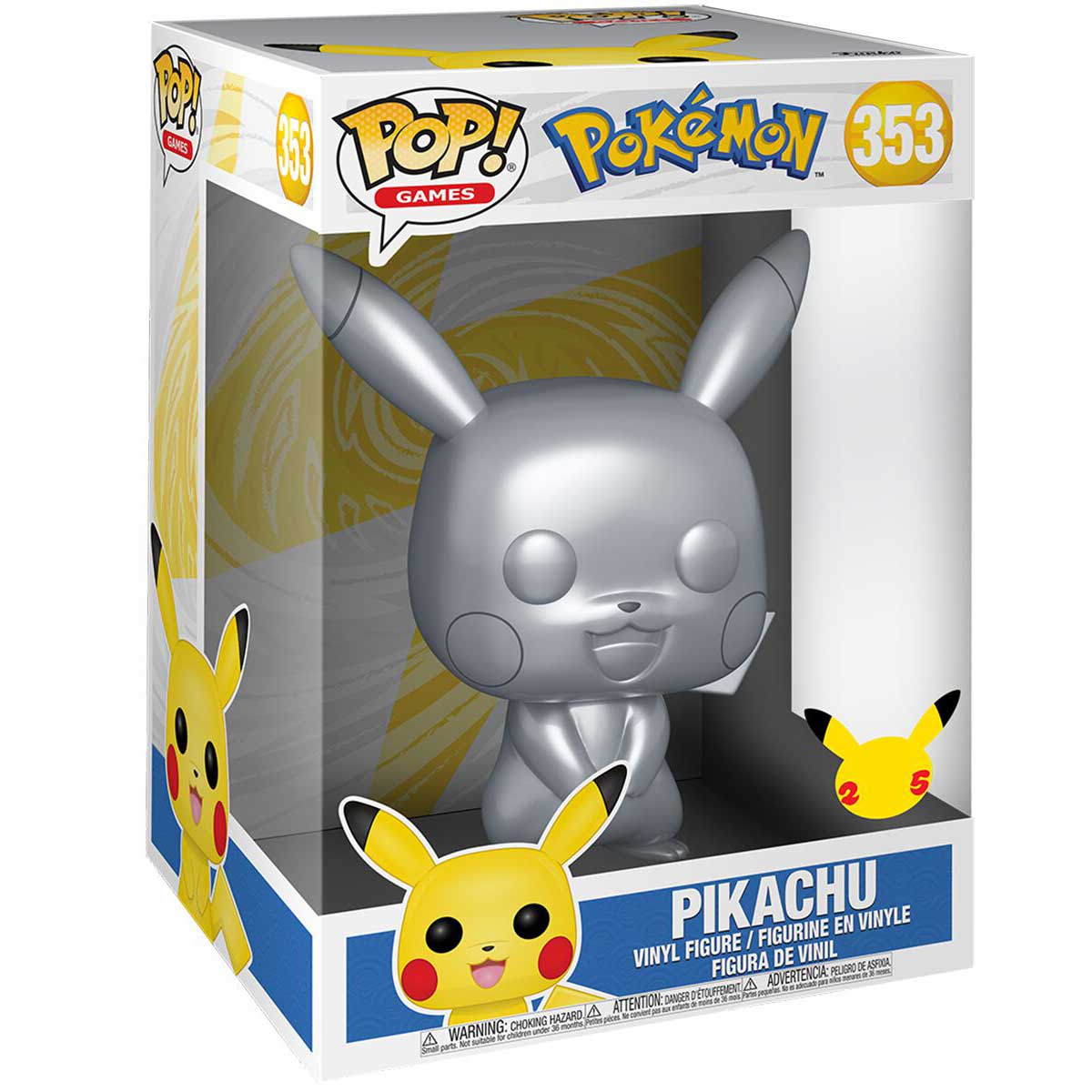 Games (353) Pokemon - Pikachu (Silver Metallic) Funko POP Figur